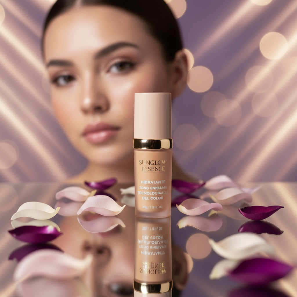 Base de maquillaje Sunglow Essence como protagonista